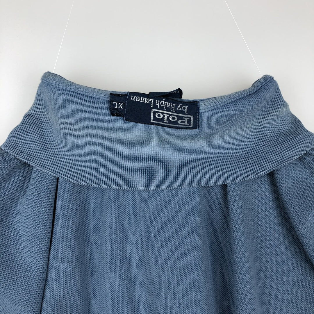 Ralph Lauren POLO by Ralph Lauren short sleeve polo shirt, men's XL size cotton blue type Vintage Second Hand