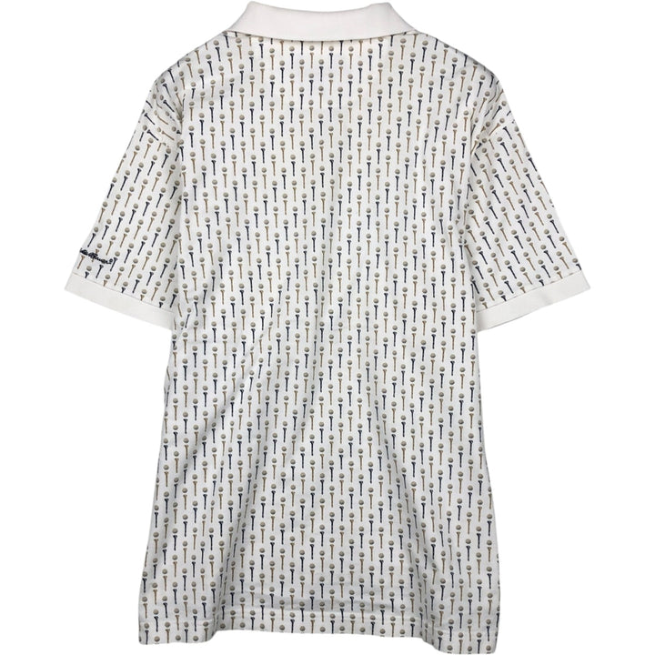 2000'S Eddie Bauer Golf all-over print short-sleeved polo shirt, men's size S (approx.) cotton white type Vintage Second Hand