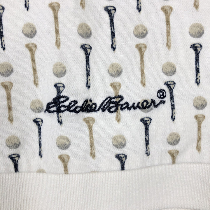 2000'S Eddie Bauer Golf all-over print short-sleeved polo shirt, men's size S (approx.) cotton white type Vintage Second Hand