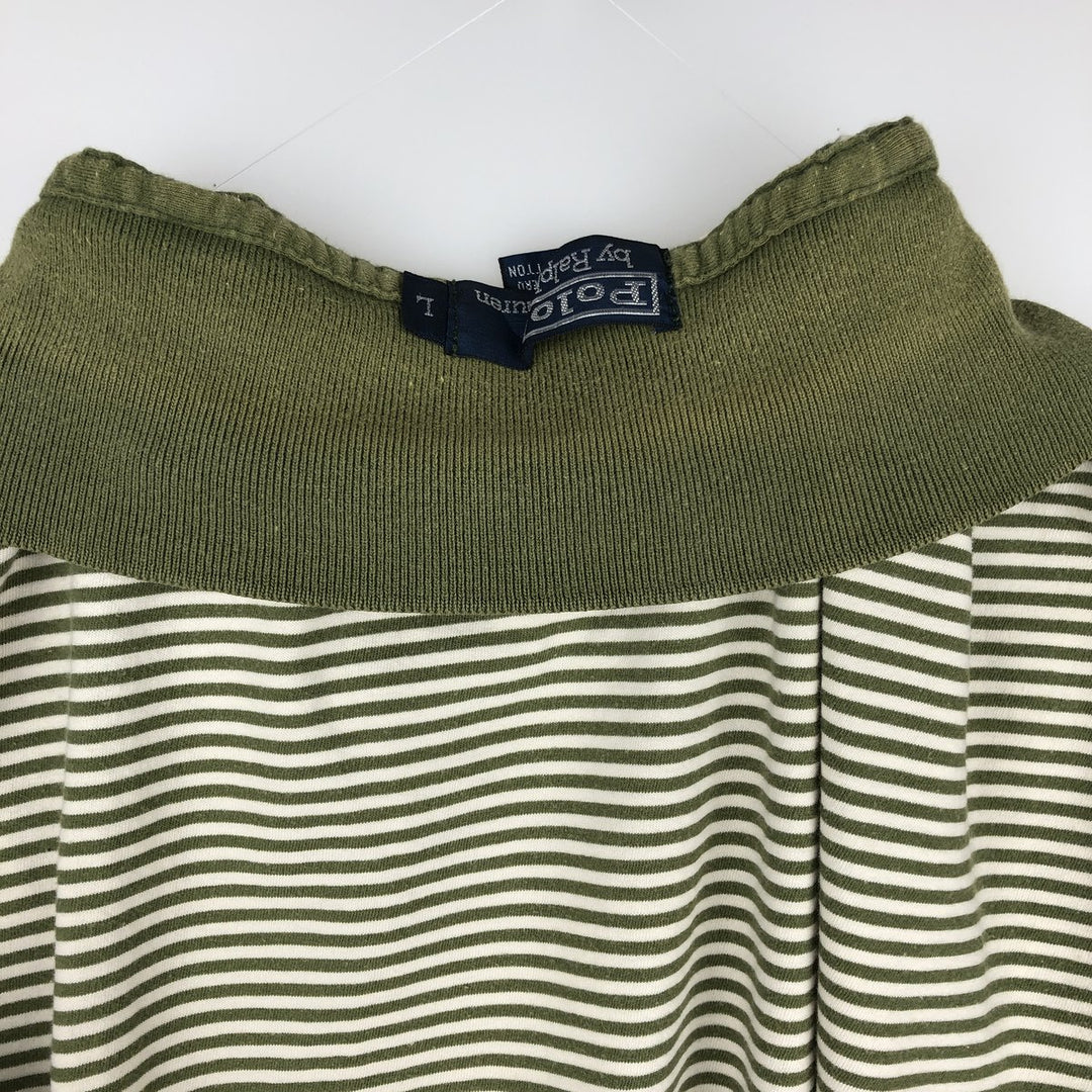 Ralph Lauren POLO by Ralph Lauren Skipper Short-Sleeve Striped Polo Shirt, Men's Size L (approx.) cotton green type Vintage Second Hand
