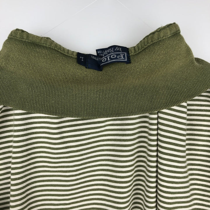 Ralph Lauren POLO by Ralph Lauren Skipper Short-Sleeve Striped Polo Shirt, Men's Size L (approx.) cotton green type Vintage Second Hand