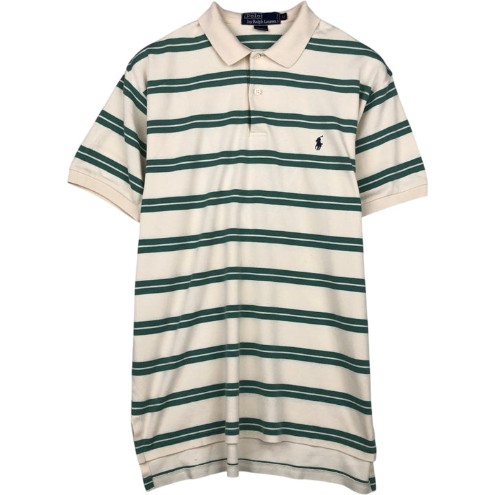 Ralph Lauren POLO by Ralph Lauren Multi-border short sleeve striped polo shirt Men's M size cotton green type Vintage Second Hand
