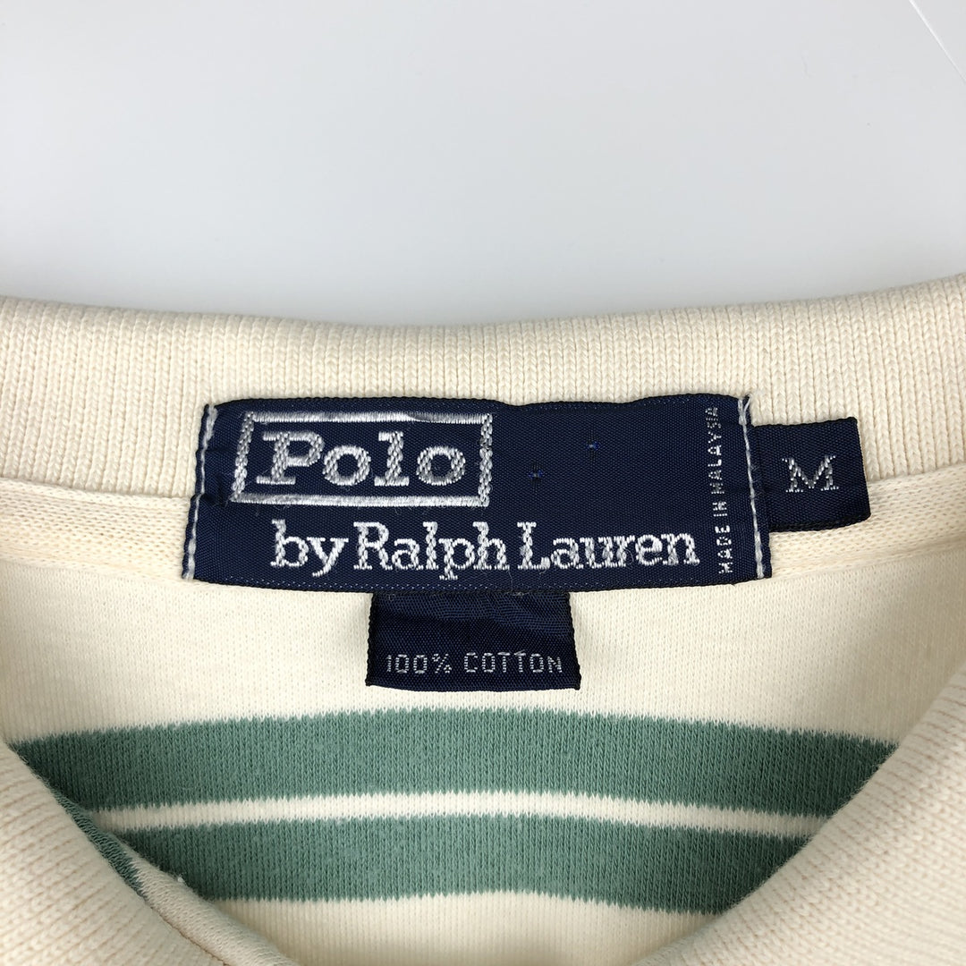 Ralph Lauren POLO by Ralph Lauren Multi-border short sleeve striped polo shirt Men's M size cotton green type Vintage Second Hand