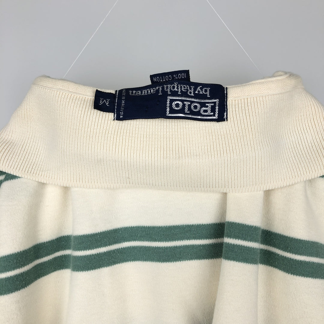 Ralph Lauren POLO by Ralph Lauren Multi-border short sleeve striped polo shirt Men's M size cotton green type Vintage Second Hand