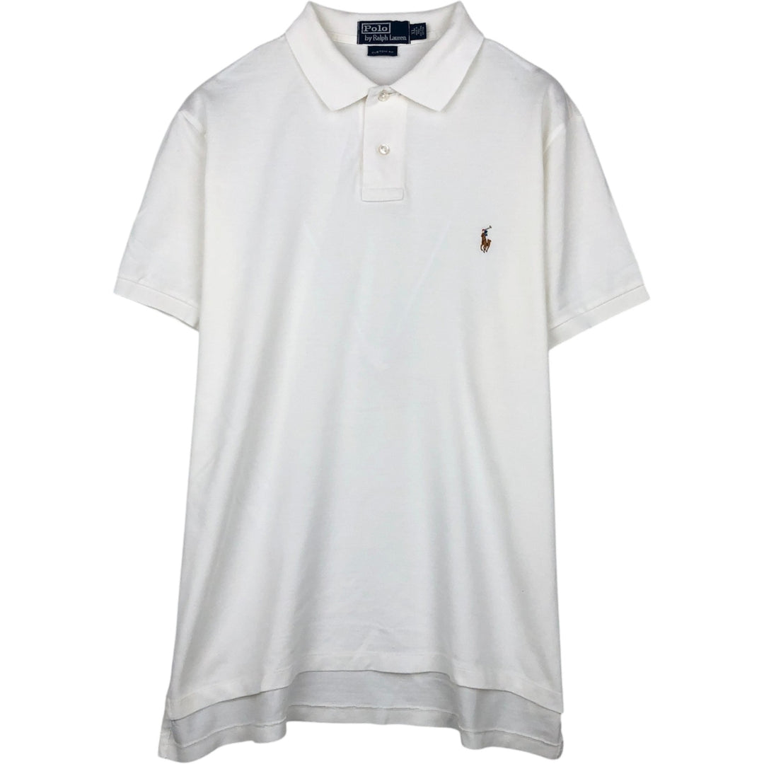 Ralph Lauren POLO by Ralph Lauren CUSTOM FIT short sleeve polo shirt, men's XL size Pima Cotton white type Vintage Second Hand