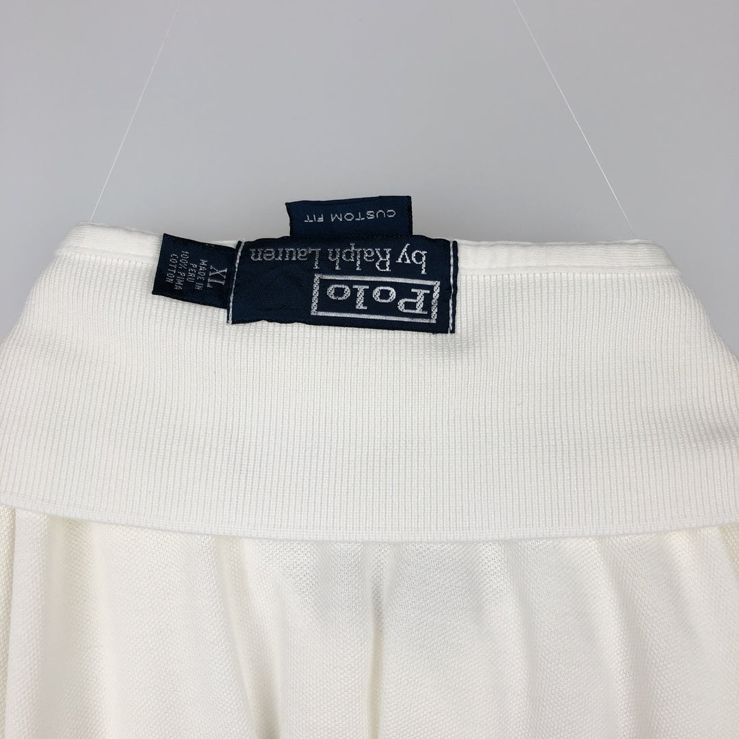 Ralph Lauren POLO by Ralph Lauren CUSTOM FIT short sleeve polo shirt, men's XL size Pima Cotton white type Vintage Second Hand