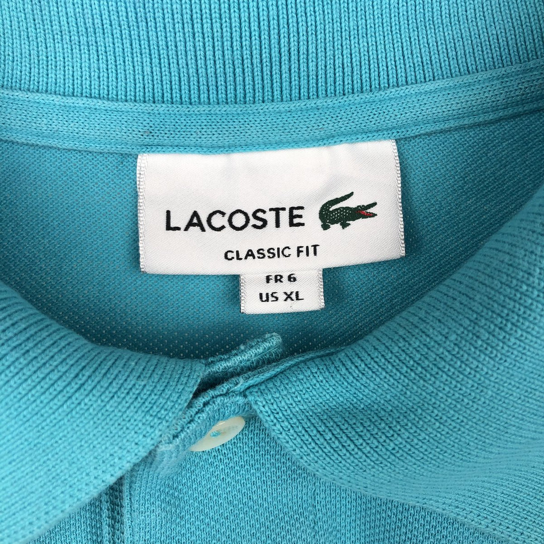 Lacoste Classic Fit short sleeve polo shirt, men's XL size cotton turquoise blue Vintage Second Hand