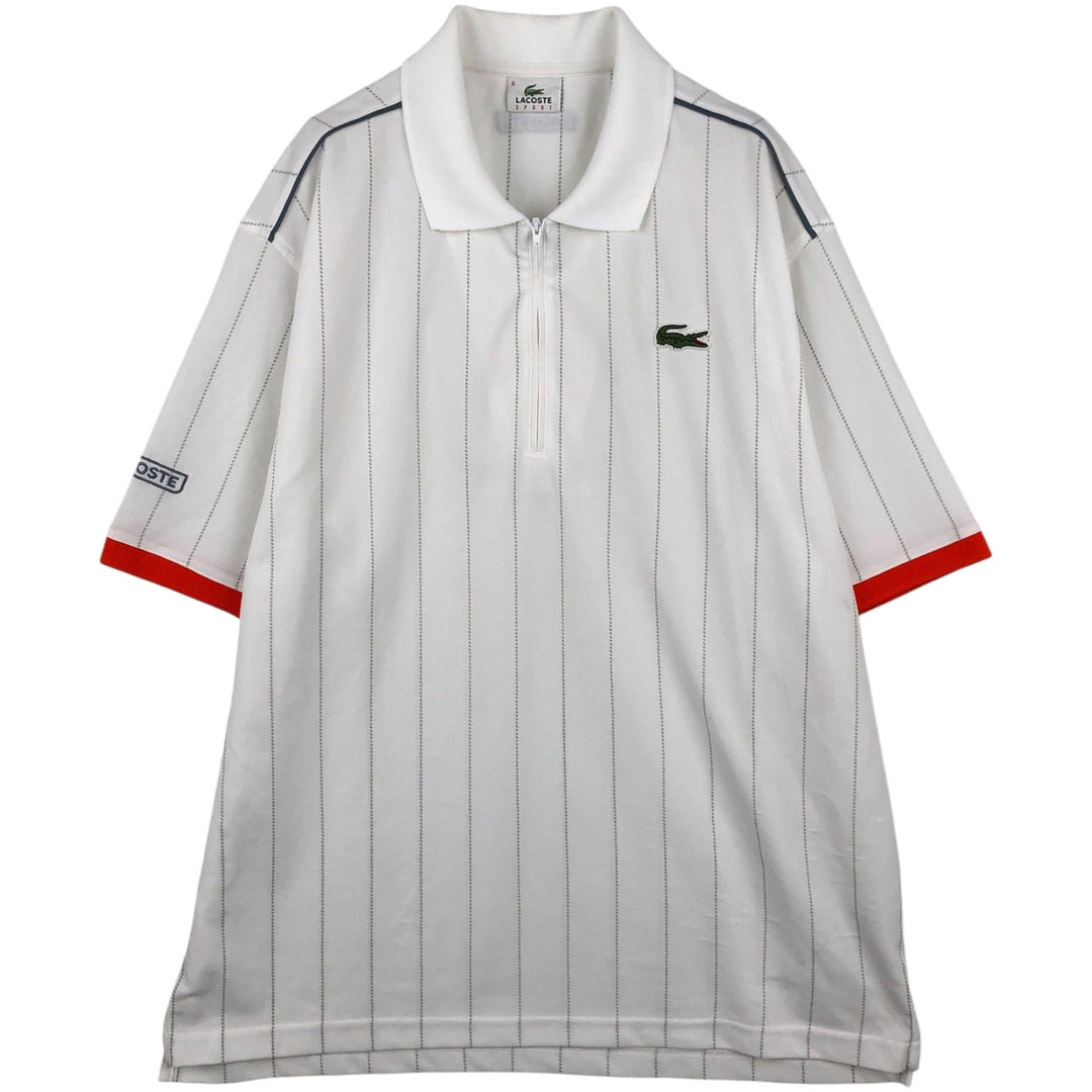 Lacoste Sport Short-Sleeve Striped Polo Shirt, Size 6 (Equivalent to Men's Large) polyester white type Vintage Second Hand