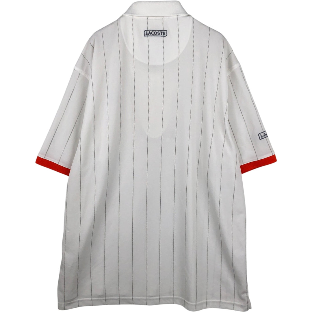 Lacoste Sport Short-Sleeve Striped Polo Shirt, Size 6 (Equivalent to Men's Large) polyester white type Vintage Second Hand