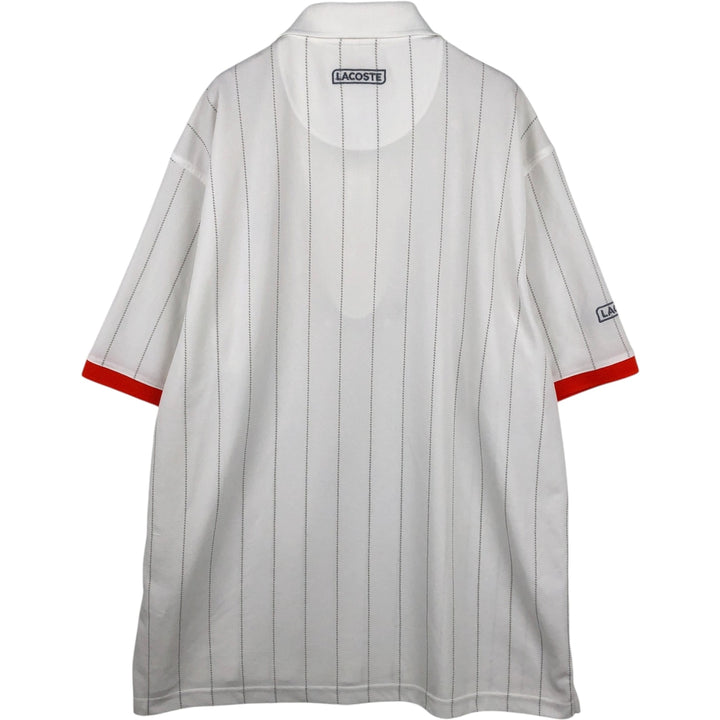 Lacoste Sport Short-Sleeve Striped Polo Shirt, Size 6 (Equivalent to Men's Large) polyester white type Vintage Second Hand