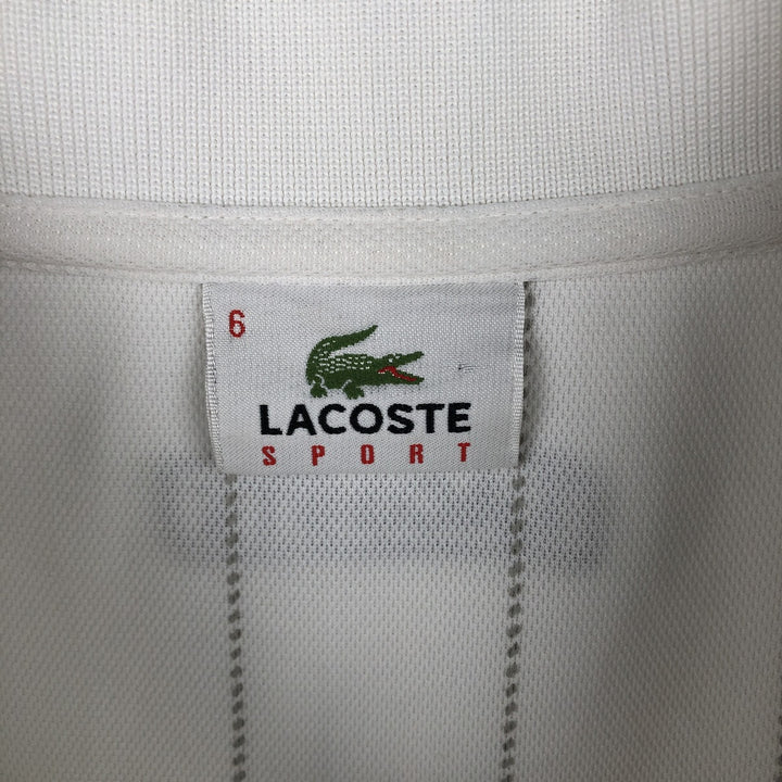 Lacoste Sport Short-Sleeve Striped Polo Shirt, Size 6 (Equivalent to Men's Large) polyester white type Vintage Second Hand