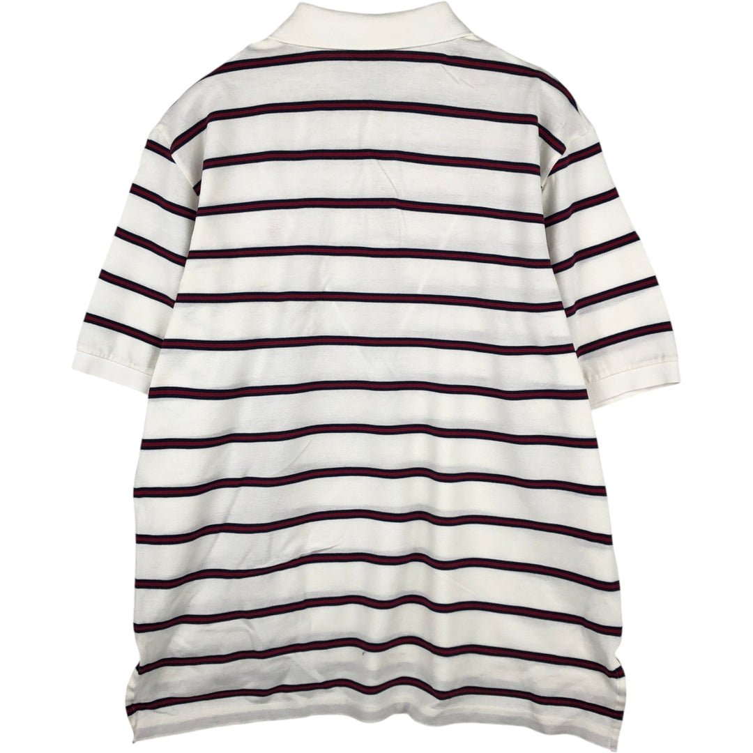 Ralph Lauren POLO GOLF Short Sleeve Striped Polo Shirt Men's Size L Pima Cotton ivory Vintage Second Hand