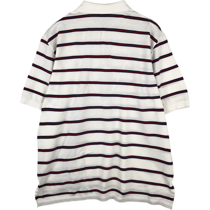 Ralph Lauren POLO GOLF Short Sleeve Striped Polo Shirt Men's Size L Pima Cotton ivory Vintage Second Hand
