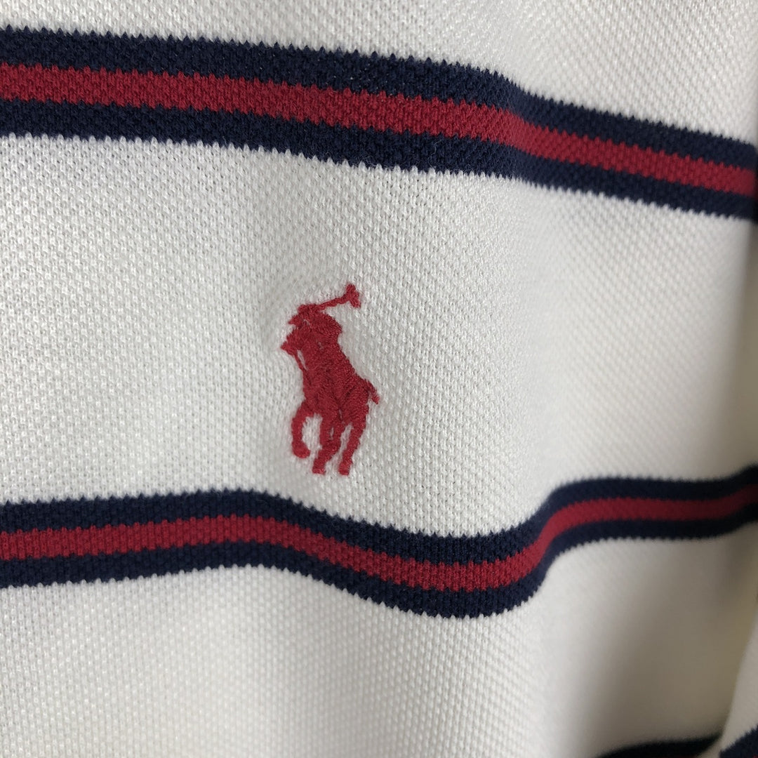 Ralph Lauren POLO GOLF Short Sleeve Striped Polo Shirt Men's Size L Pima Cotton ivory Vintage Second Hand