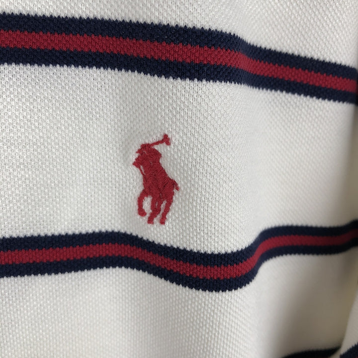 Ralph Lauren POLO GOLF Short Sleeve Striped Polo Shirt Men's Size L Pima Cotton ivory Vintage Second Hand