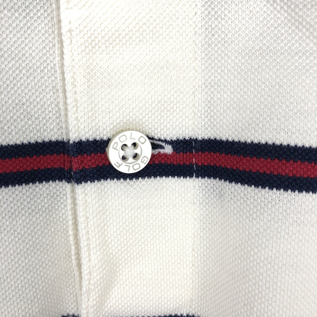 Ralph Lauren POLO GOLF Short Sleeve Striped Polo Shirt Men's Size L Pima Cotton ivory Vintage Second Hand