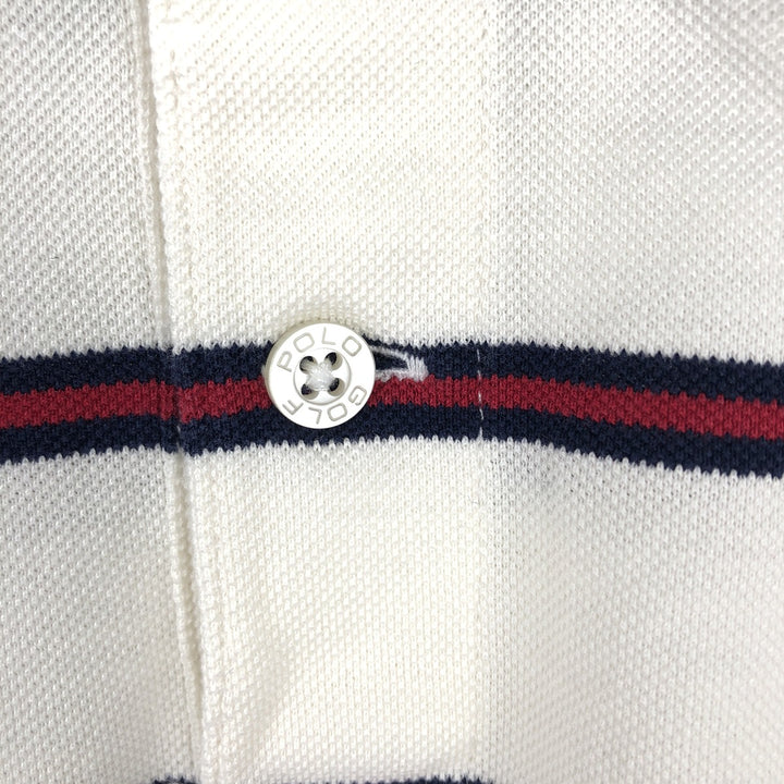 Ralph Lauren POLO GOLF Short Sleeve Striped Polo Shirt Men's Size L Pima Cotton ivory Vintage Second Hand