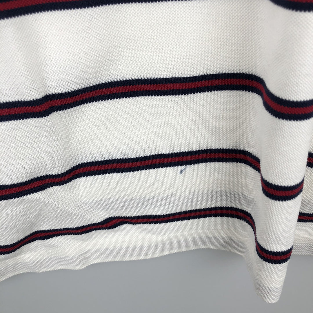Ralph Lauren POLO GOLF Short Sleeve Striped Polo Shirt Men's Size L Pima Cotton ivory Vintage Second Hand