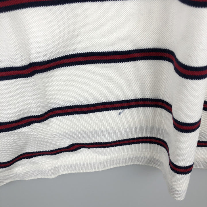 Ralph Lauren POLO GOLF Short Sleeve Striped Polo Shirt Men's Size L Pima Cotton ivory Vintage Second Hand