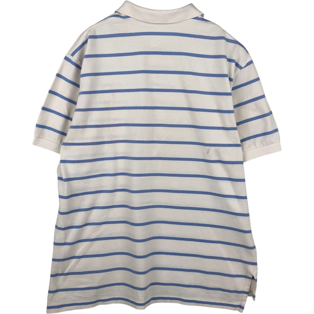 Ralph Lauren POLO by Ralph Lauren short sleeve striped polo shirt, men's XL size cotton white type Vintage Second Hand