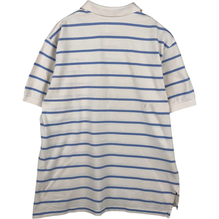 Ralph Lauren POLO by Ralph Lauren short sleeve striped polo shirt, men's XL size cotton white type Vintage Second Hand