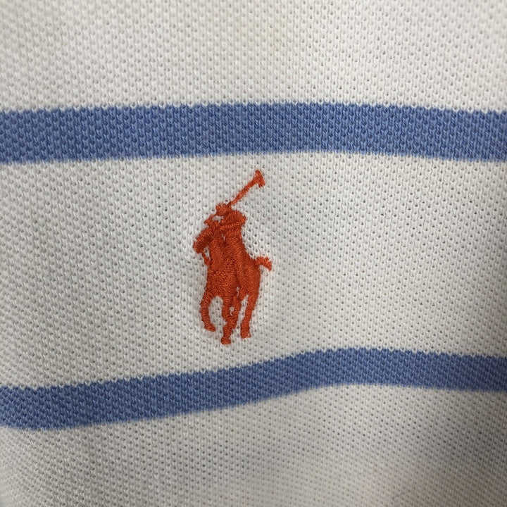Ralph Lauren POLO by Ralph Lauren short sleeve striped polo shirt, men's XL size cotton white type Vintage Second Hand