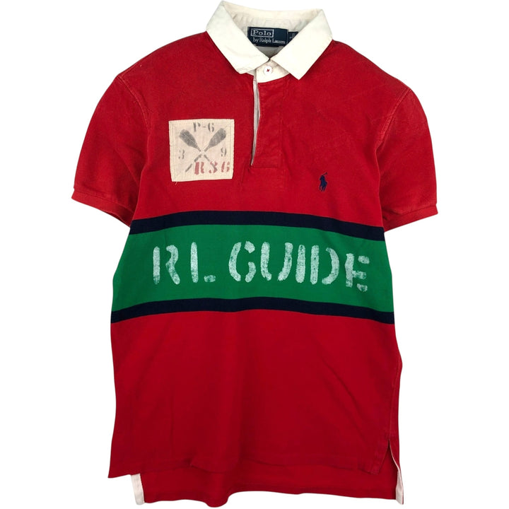 Ralph Lauren POLO by Ralph Lauren CUSTOM FIT Short-Sleeve Rugby Shirt, Men's Size S (approx.) cotton red type Vintage Second Hand