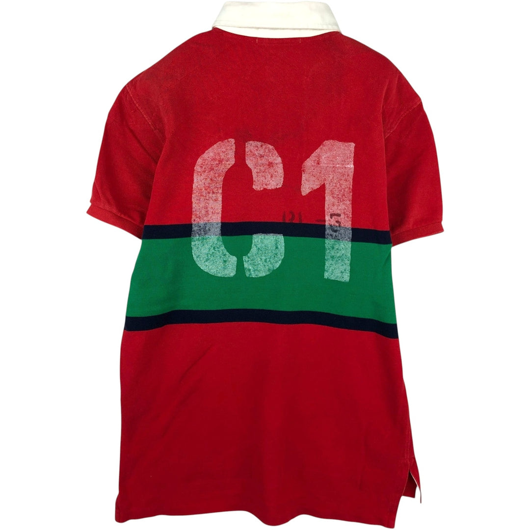 Ralph Lauren POLO by Ralph Lauren CUSTOM FIT Short-Sleeve Rugby Shirt, Men's Size S (approx.) cotton red type Vintage Second Hand
