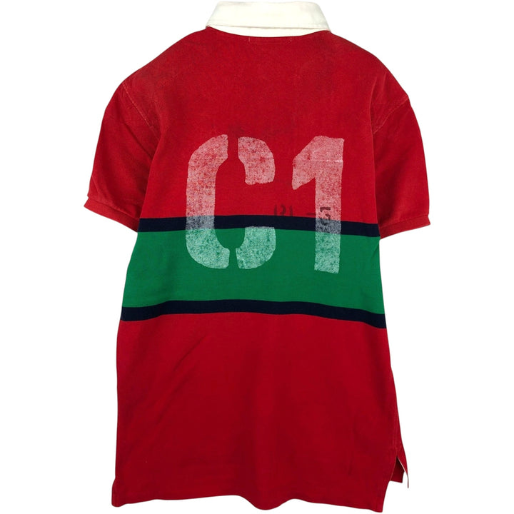 Ralph Lauren POLO by Ralph Lauren CUSTOM FIT Short-Sleeve Rugby Shirt, Men's Size S (approx.) cotton red type Vintage Second Hand