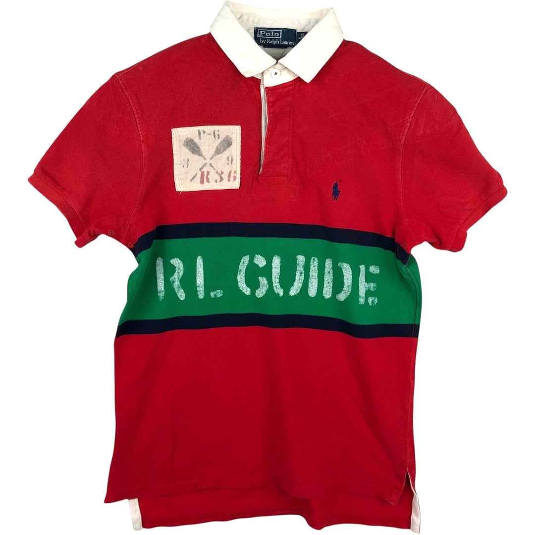 Ralph Lauren POLO by Ralph Lauren CUSTOM FIT Short-Sleeve Rugby Shirt, Men's Size S (approx.) cotton red type Vintage Second Hand