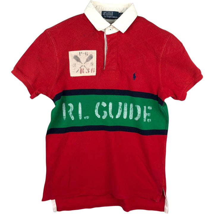 Ralph Lauren POLO by Ralph Lauren CUSTOM FIT Short-Sleeve Rugby Shirt, Men's Size S (approx.) cotton red type Vintage Second Hand