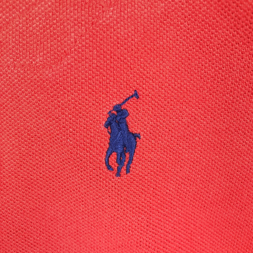 Ralph Lauren POLO by Ralph Lauren CUSTOM FIT Short-Sleeve Rugby Shirt, Men's Size S (approx.) cotton red type Vintage Second Hand