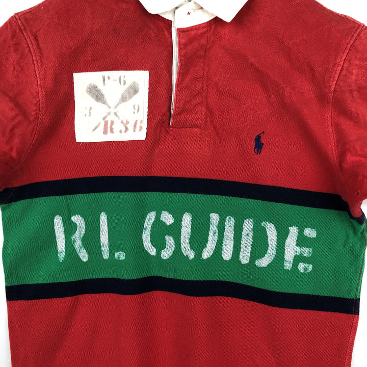 Ralph Lauren POLO by Ralph Lauren CUSTOM FIT Short-Sleeve Rugby Shirt, Men's Size S (approx.) cotton red type Vintage Second Hand