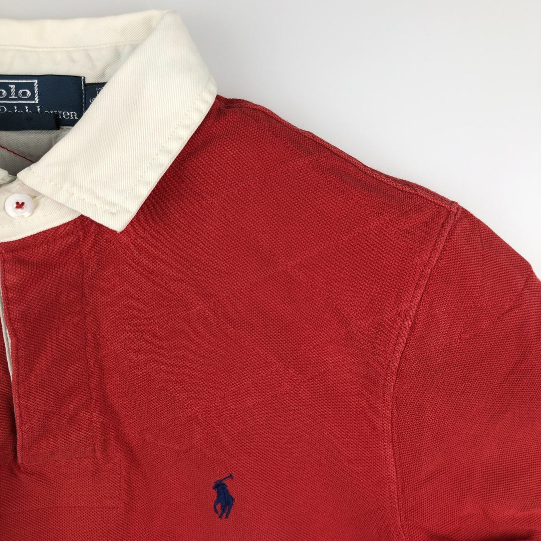 Ralph Lauren POLO by Ralph Lauren CUSTOM FIT Short-Sleeve Rugby Shirt, Men's Size S (approx.) cotton red type Vintage Second Hand