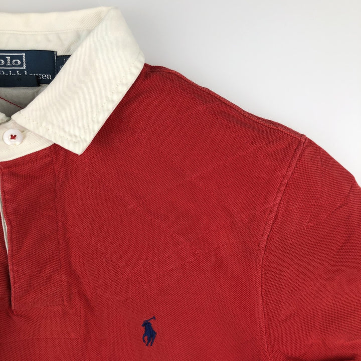 Ralph Lauren POLO by Ralph Lauren CUSTOM FIT Short-Sleeve Rugby Shirt, Men's Size S (approx.) cotton red type Vintage Second Hand