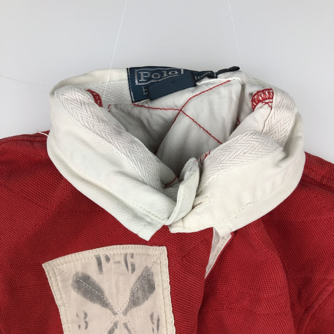 Ralph Lauren POLO by Ralph Lauren CUSTOM FIT Short-Sleeve Rugby Shirt, Men's Size S (approx.) cotton red type Vintage Second Hand