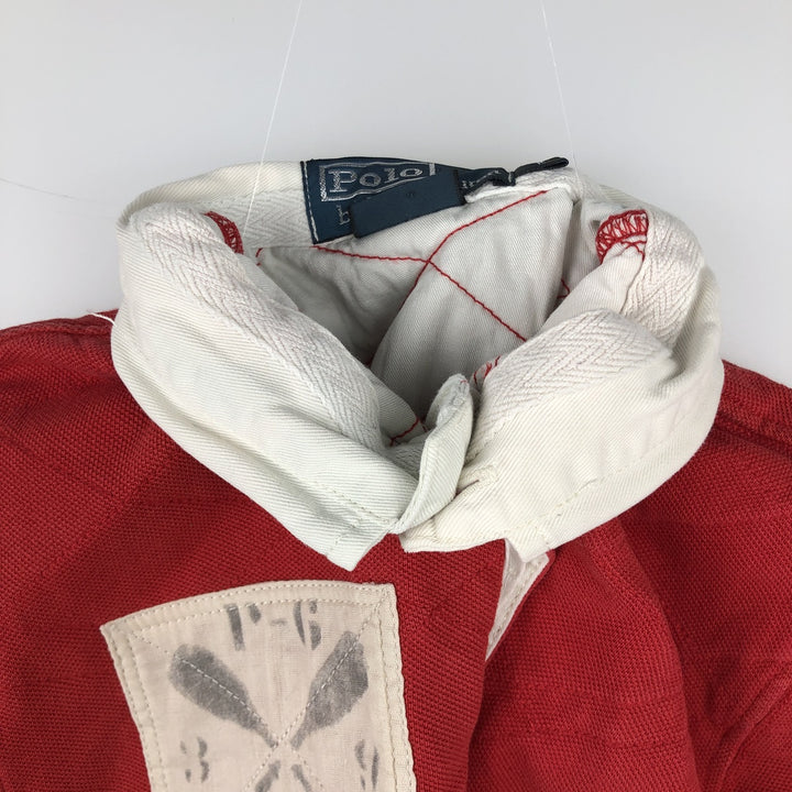 Ralph Lauren POLO by Ralph Lauren CUSTOM FIT Short-Sleeve Rugby Shirt, Men's Size S (approx.) cotton red type Vintage Second Hand