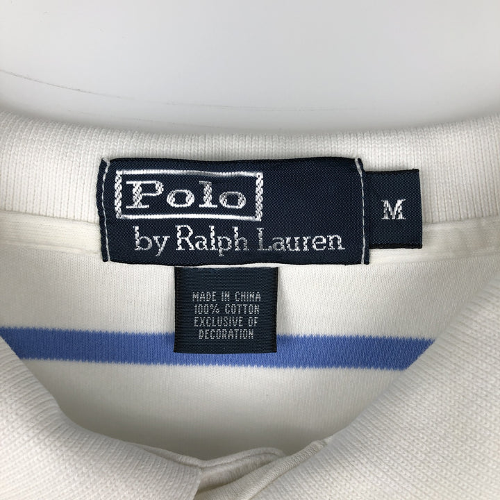 Ralph Lauren POLO by Ralph Lauren short sleeve striped polo shirt, men's size M cotton white type Vintage Second Hand