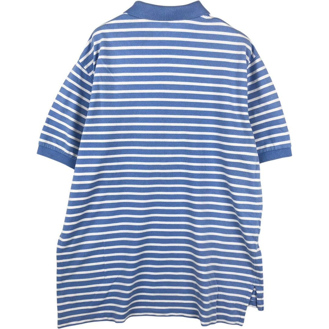 Ralph Lauren POLO by Ralph Lauren short sleeve striped polo shirt, men's XL size cotton blue type Vintage Second Hand