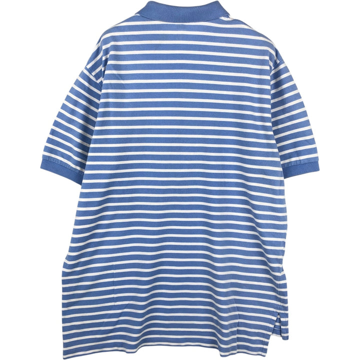 Ralph Lauren POLO by Ralph Lauren short sleeve striped polo shirt, men's XL size cotton blue type Vintage Second Hand
