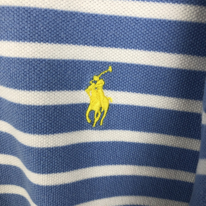 Ralph Lauren POLO by Ralph Lauren short sleeve striped polo shirt, men's XL size cotton blue type Vintage Second Hand