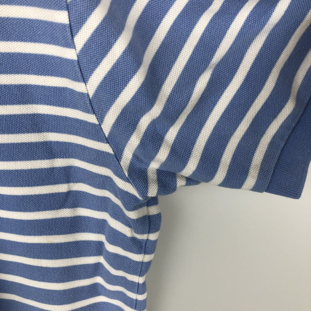 Ralph Lauren POLO by Ralph Lauren short sleeve striped polo shirt, men's XL size cotton blue type Vintage Second Hand