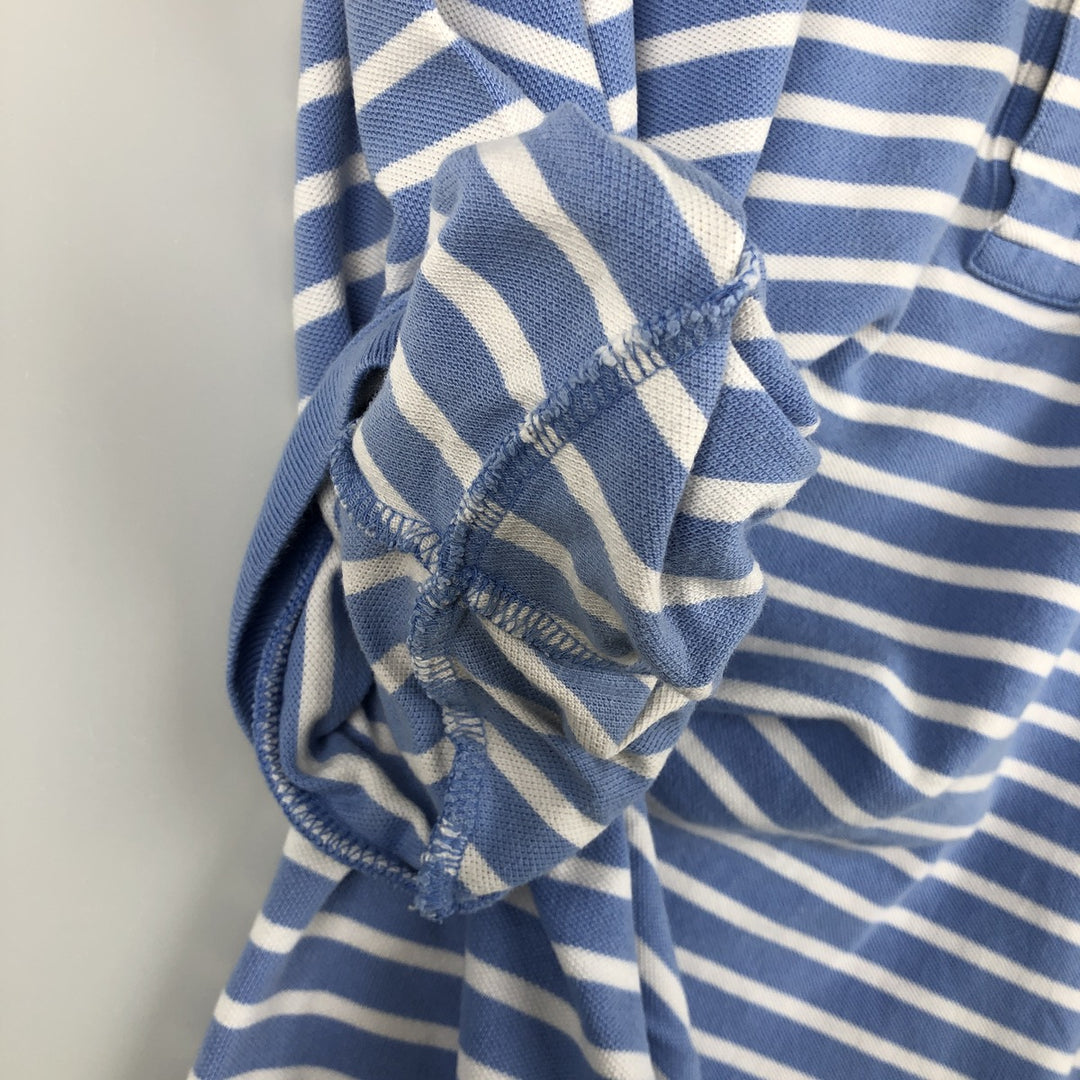 Ralph Lauren POLO by Ralph Lauren short sleeve striped polo shirt, men's XL size cotton blue type Vintage Second Hand