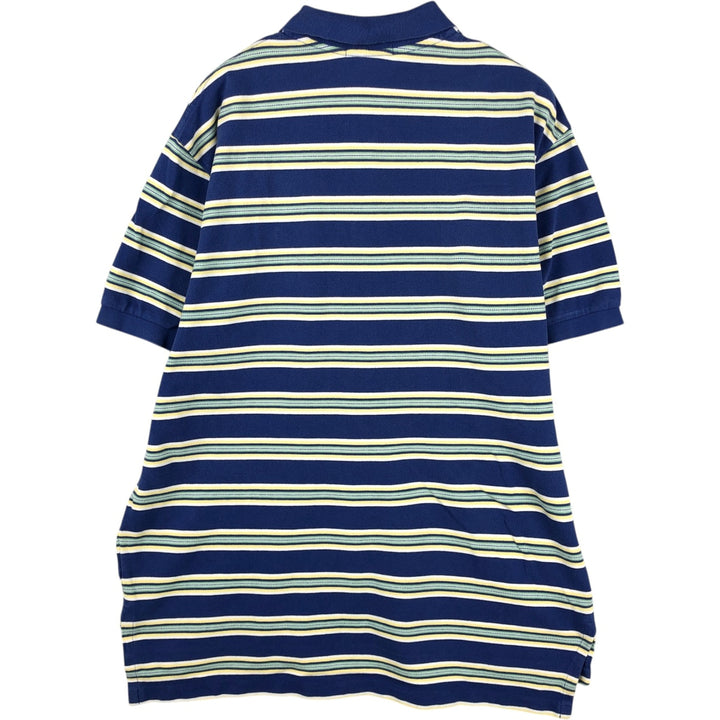 Ralph Lauren POLO by Ralph Lauren short sleeve striped polo shirt, men's XL size cotton blue type Vintage Second Hand