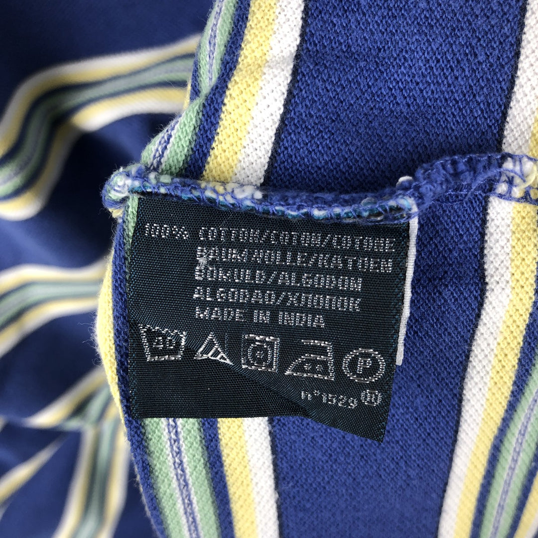 Ralph Lauren POLO by Ralph Lauren short sleeve striped polo shirt, men's XL size cotton blue type Vintage Second Hand