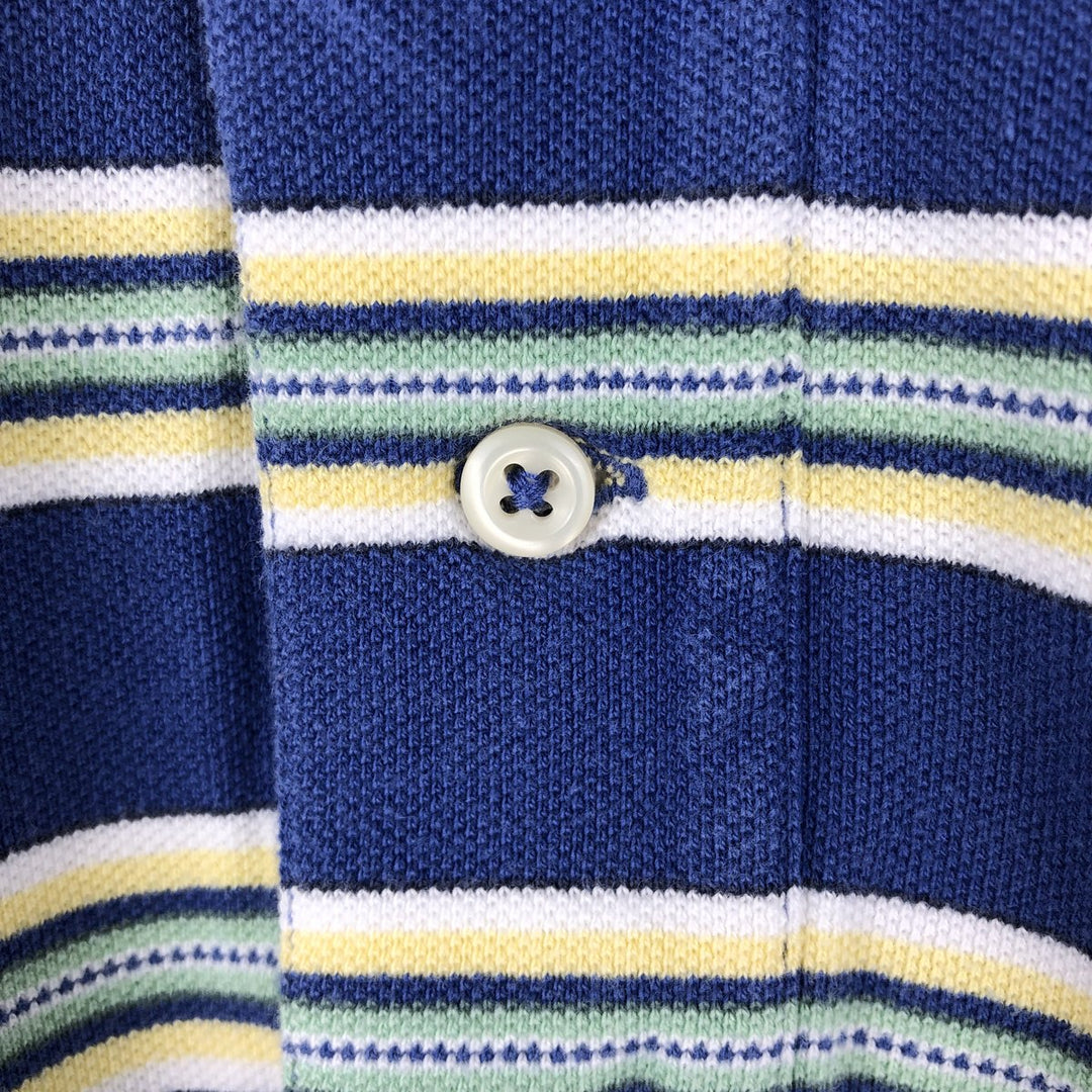 Ralph Lauren POLO by Ralph Lauren short sleeve striped polo shirt, men's XL size cotton blue type Vintage Second Hand