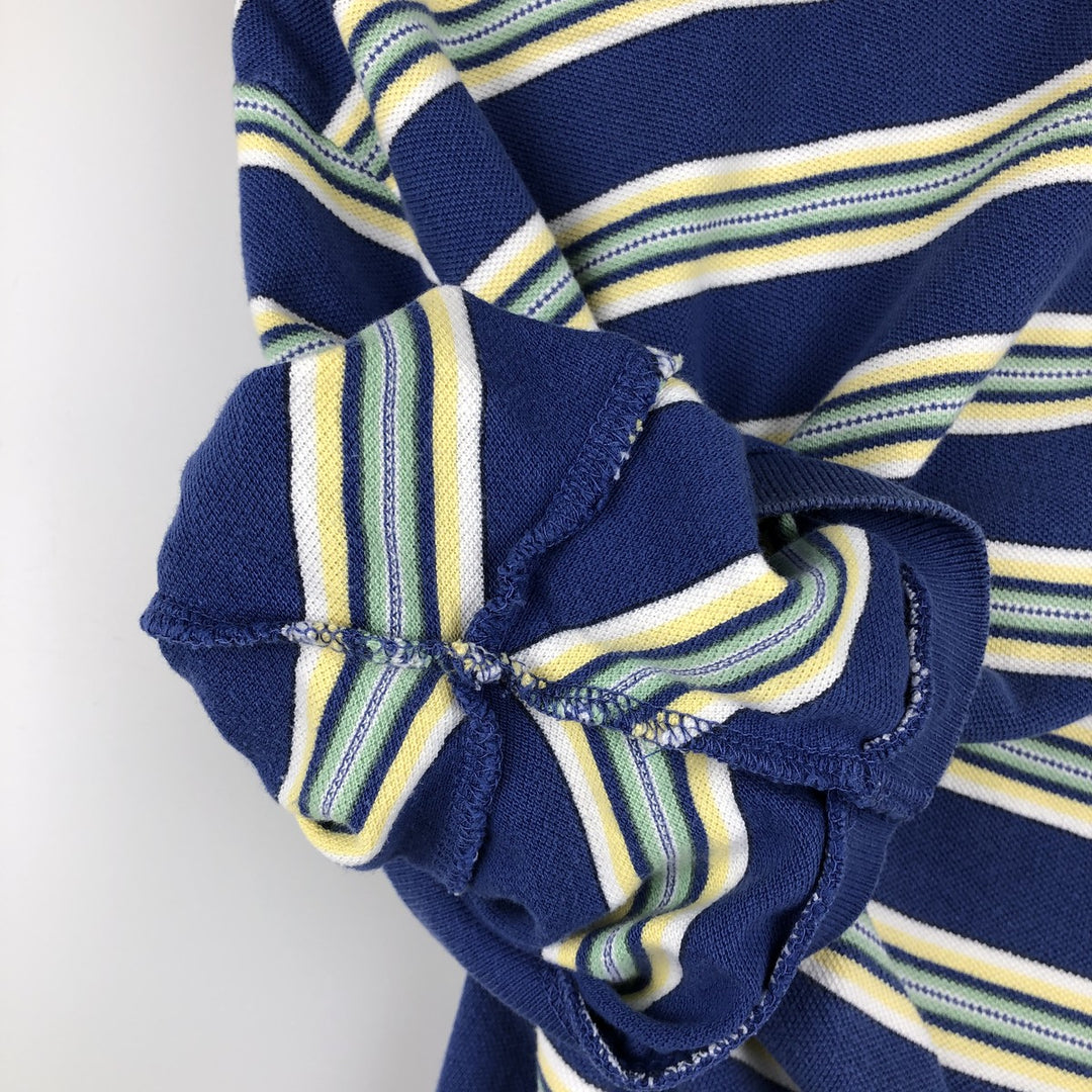 Ralph Lauren POLO by Ralph Lauren short sleeve striped polo shirt, men's XL size cotton blue type Vintage Second Hand