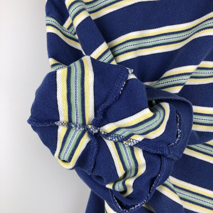 Ralph Lauren POLO by Ralph Lauren short sleeve striped polo shirt, men's XL size cotton blue type Vintage Second Hand