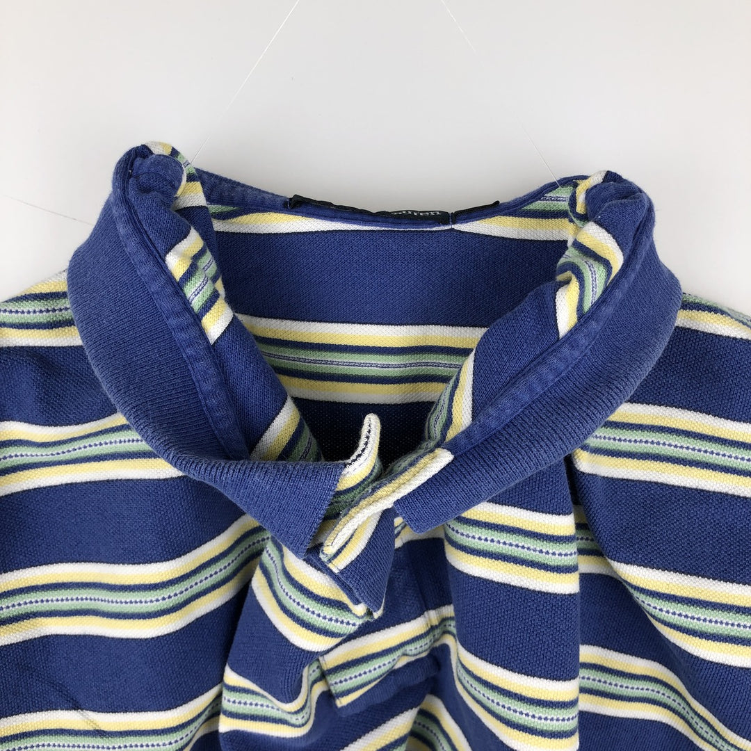 Ralph Lauren POLO by Ralph Lauren short sleeve striped polo shirt, men's XL size cotton blue type Vintage Second Hand