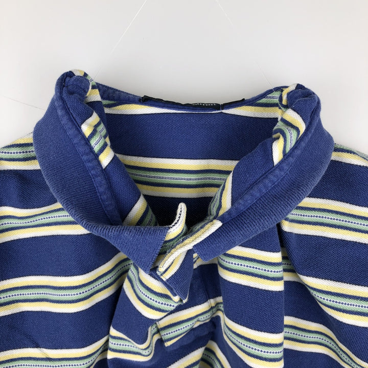 Ralph Lauren POLO by Ralph Lauren short sleeve striped polo shirt, men's XL size cotton blue type Vintage Second Hand
